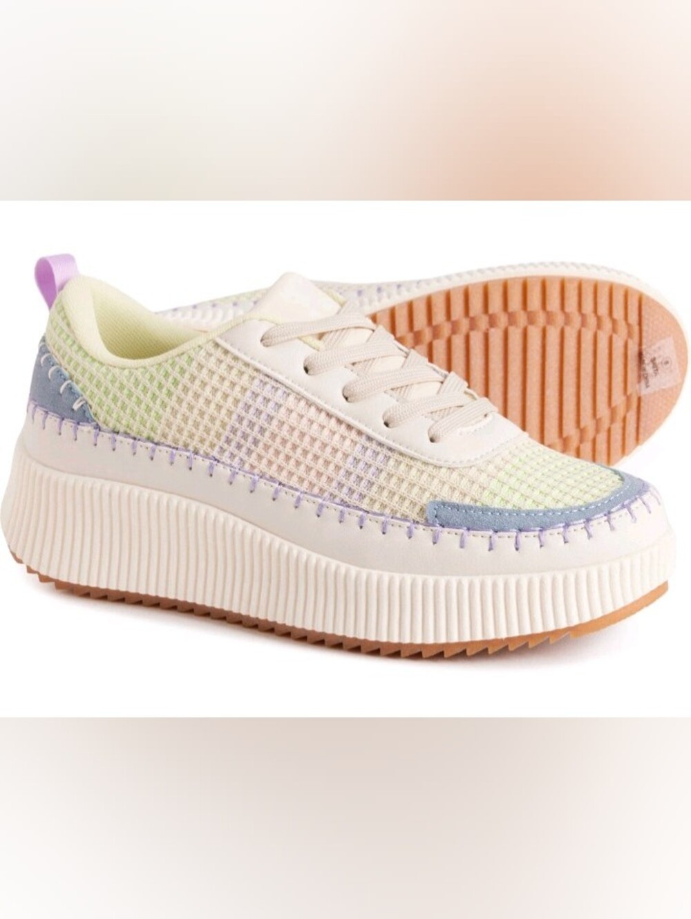 (C-24) Nicole Miller New York Brita Woven Rainbow Pastel Sneaker